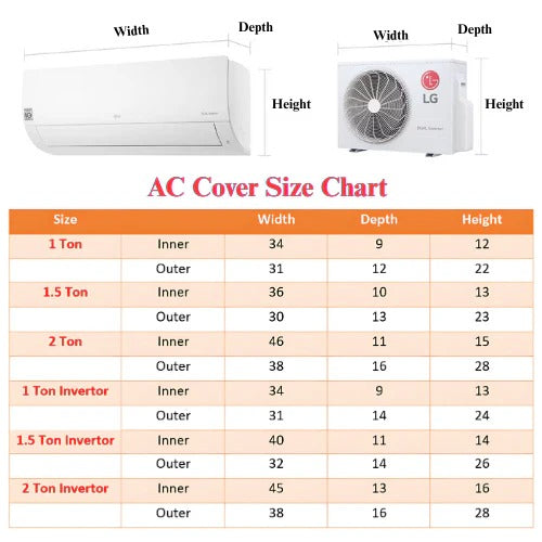 AC Cover Dust Proof & Waterproof for Indoor & Outdoor Washable, Long-Lasting AC Dust Cover