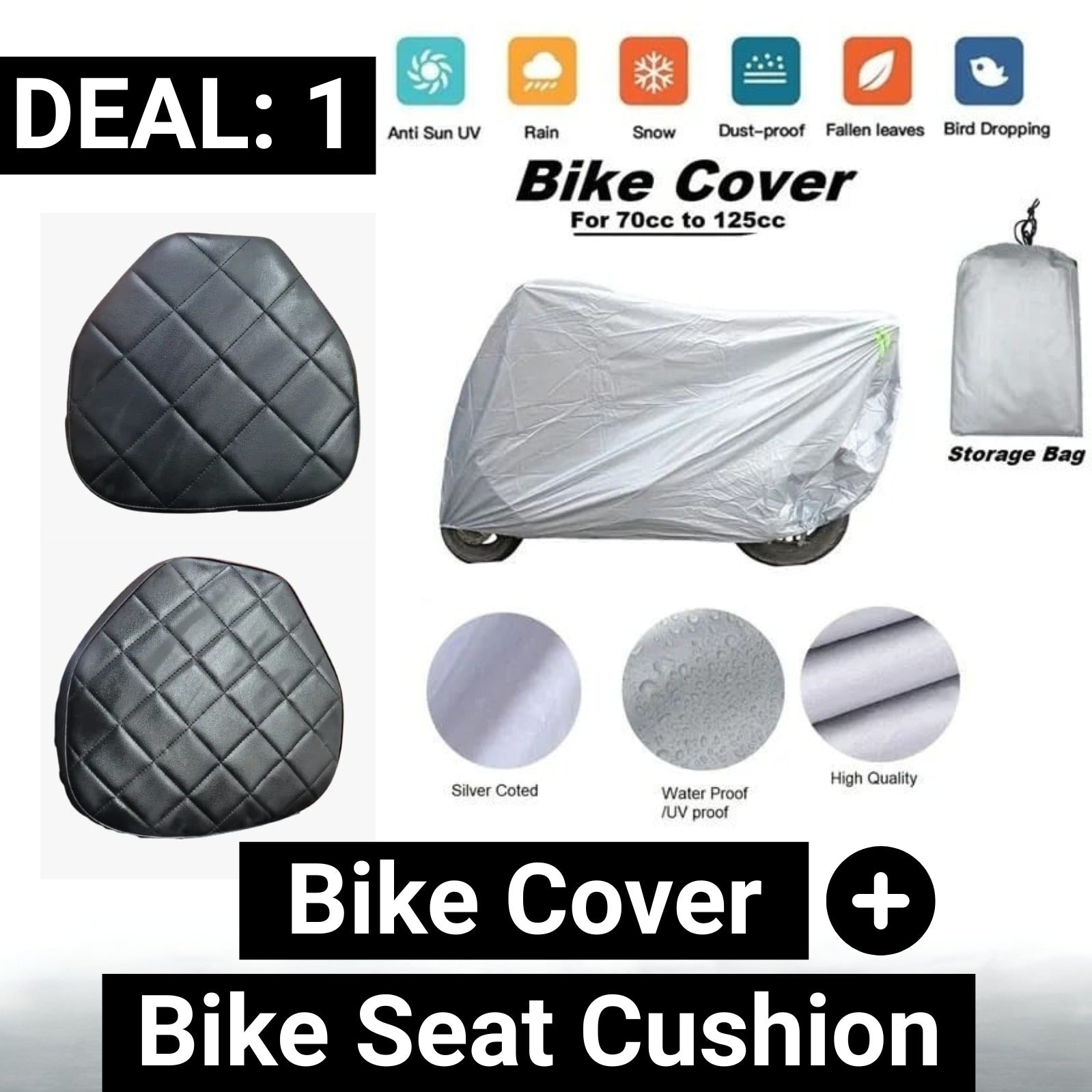 Deal 1 ( Bike Seat Cushion 2-inch + Cd70 /CG125 Cover )