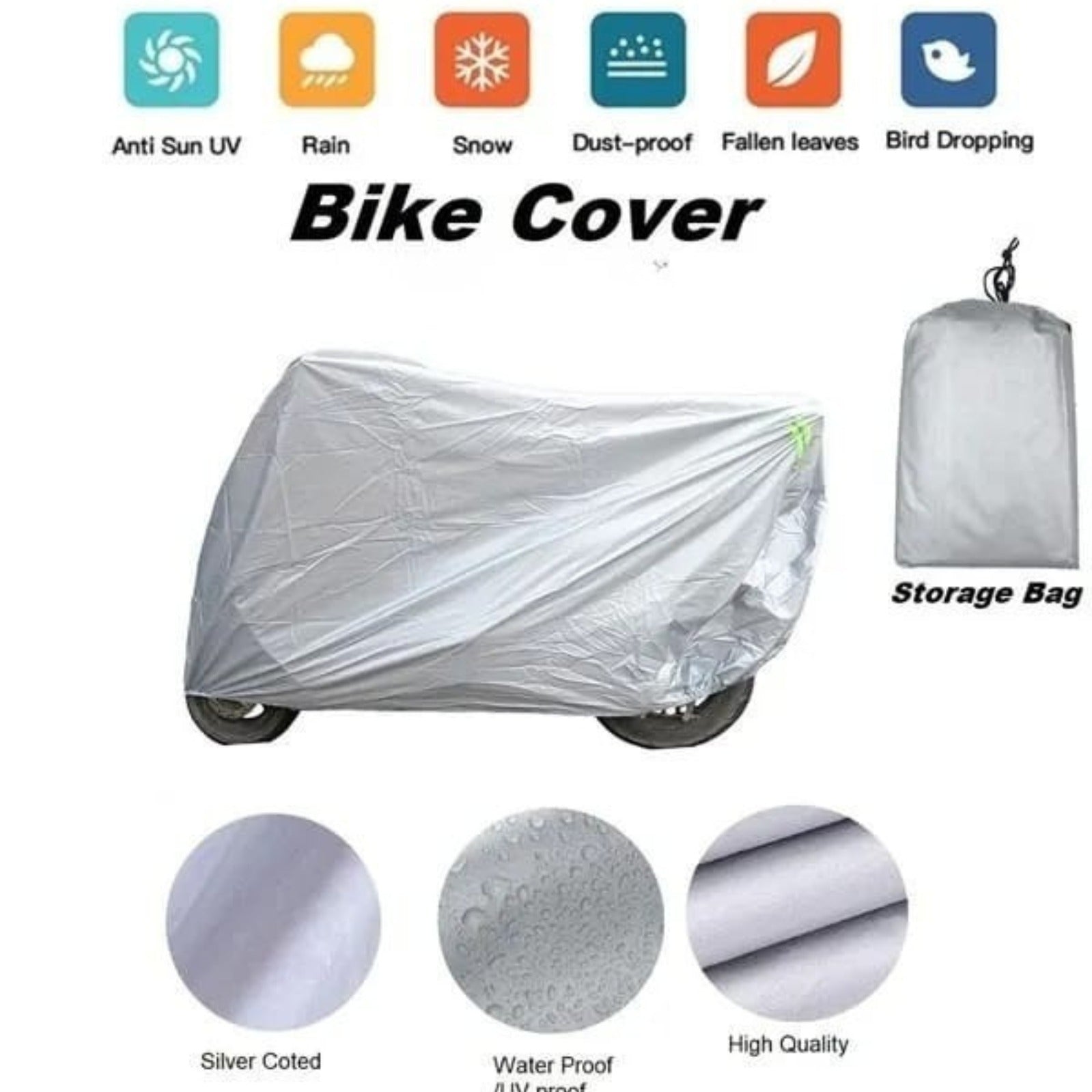 Full Size Bike Top Cover  CD 70/ 100/ 125/ 150 cc Bike COVER Anti Scratch Waterproof & Dust Proof